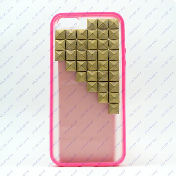 Iphone 5c Case Studs Phone 5 Case, Antique Bronze Pyramid Studs Peach Pink Frosted Translucent Iphone 4 4s Case