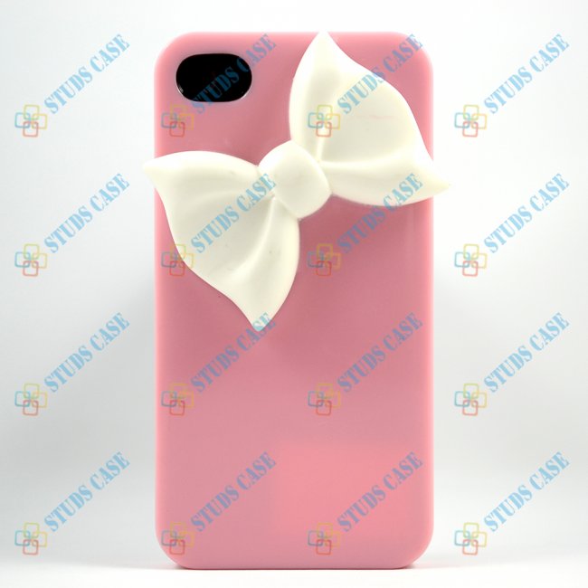 Cute Bow Iphone 4 Case, Iphone 4s Case, Ustomize Pink Iphone 4/4s Case Iphone Cover